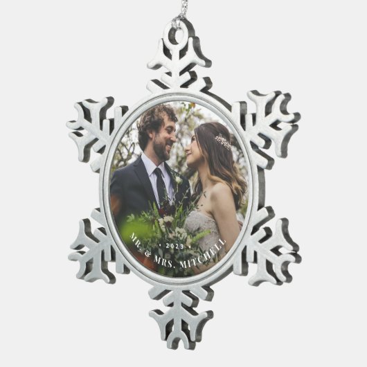 Custom Wedding Foto Snowflake Ornament (Rechts)