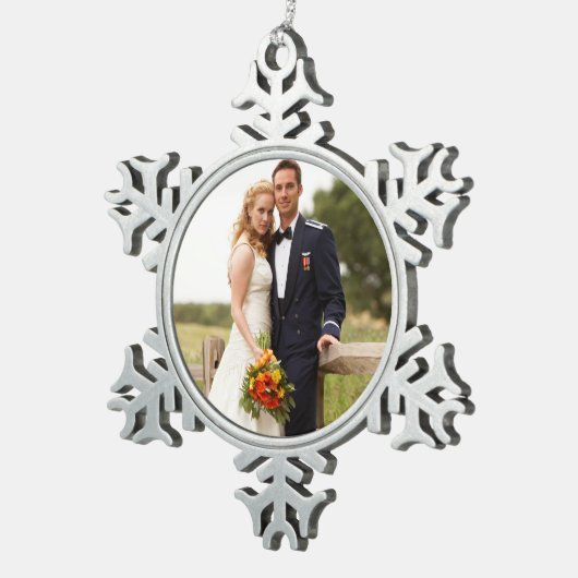 Custom Wedding Foto Snowflake Ornament (Rechts)