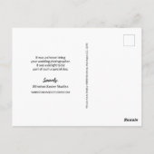 Custom Wedding Fotograf Kein Logo Foto Postcard Postkarte (Rückseite)