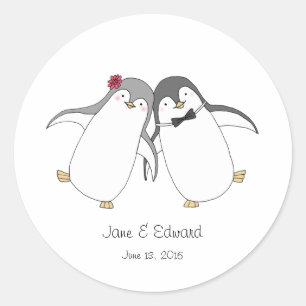 Custom Wedding Gefallen Sticker Niedlich Pinguine