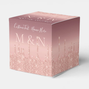 Custom Wedding Gevor Box Rose Gold Blush Sparkle Geschenkschachtel