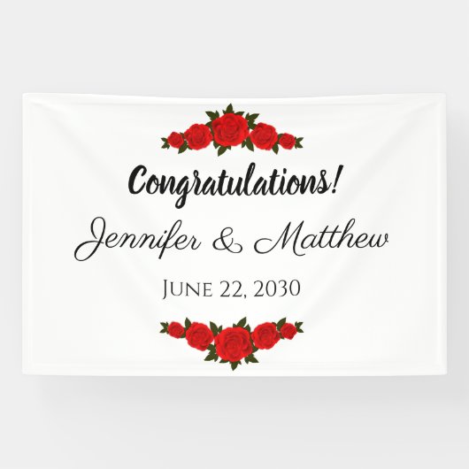 Custom Wedding Glückwunsch Banner Rote Rosen (Horizontal)