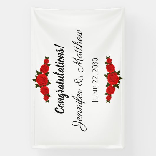Custom Wedding Glückwunsch Banner Rote Rosen (Vertikal)