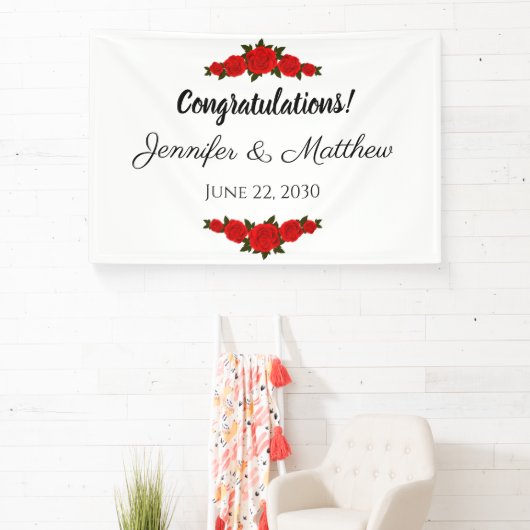 Custom Wedding Glückwunsch Banner Rote Rosen (InSitu)