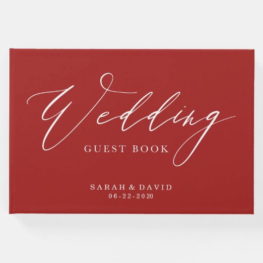 Custom Wedding Guest Book mit Extravagantem Script Gästebuch (Vorderseite)