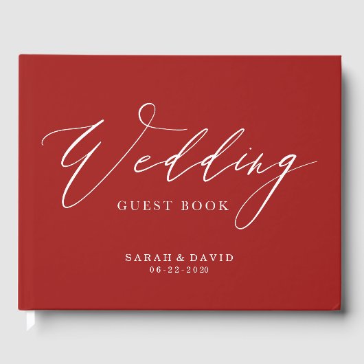 Custom Wedding Guest Book mit Extravagantem Script Gästebuch (Vorderseite)