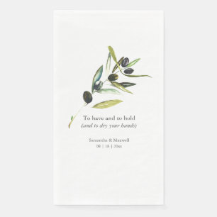 Custom Wedding Guest Towels Olive Branch Serviette
