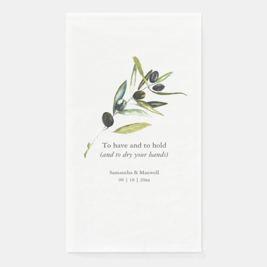 Custom Wedding Guest Towels Olive Branch Serviette (Vorderseite)