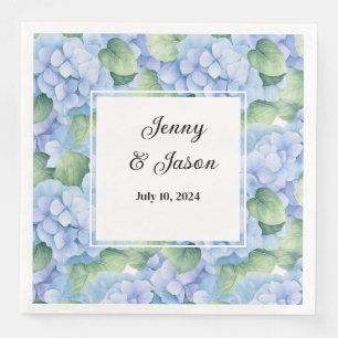 Custom Wedding Hydrangea Paper Napkins Serviette