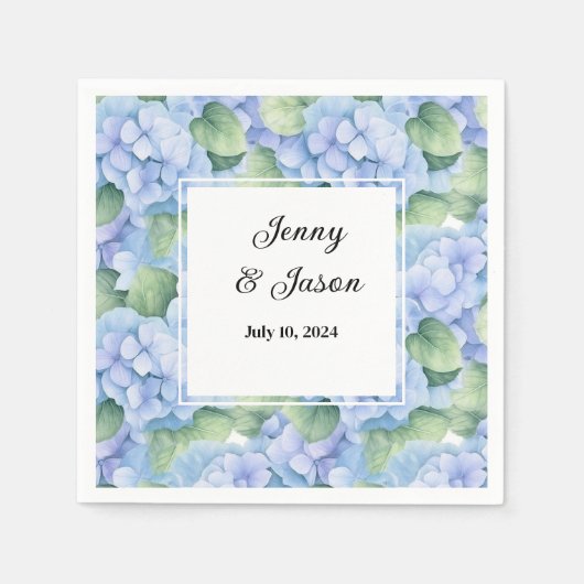 Custom Wedding Hydrangea Paper Napkins Serviette (Vorderseite)