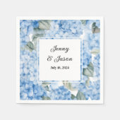 Custom Wedding Hydrangea Paper Napkins Serviette (Vorderseite)