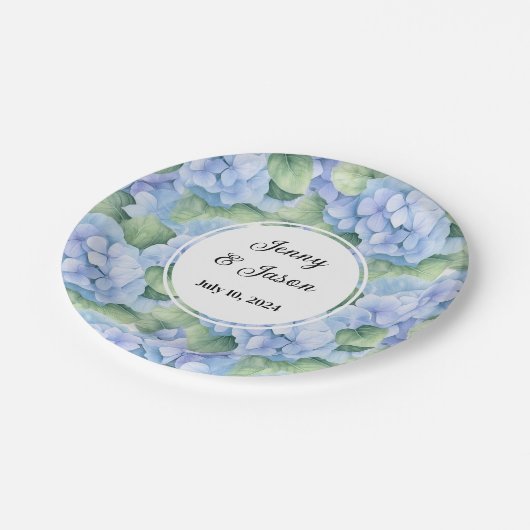 Custom Wedding Hydrangea Paper Teller (Schrägansicht)