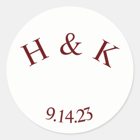 Custom Wedding Initial Sticker (Vorderseite)