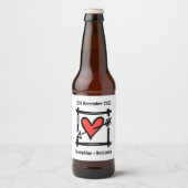 Custom Wedding Liebe Herz Black & Red Flasche Labe Bierflaschenetikett (Vorderseite)