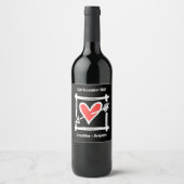 Custom Wedding Liebe Herz Black & Red Flasche Labe Weinetikett (Vorderseite)