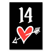 Custom Wedding Liebe Herz Schwarz & Rot Tischnumme Tischnummer (Vorderseite)