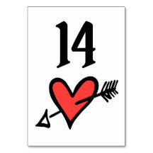 Custom Wedding Liebe Herz Schwarz & Rot Tischnumme