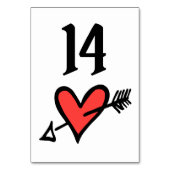 Custom Wedding Liebe Herz Schwarz & Rot Tischnumme Tischnummer (Rückseite)