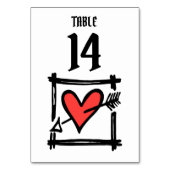 Custom Wedding Liebe Herz Schwarz & Rot Tischnumme Tischnummer (Rückseite)