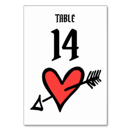 Custom Wedding Liebe Herz Schwarz & Rot Tischnumme Tischnummer