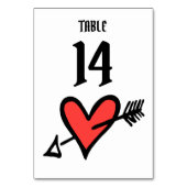 Custom Wedding Liebe Herz Schwarz & Rot Tischnumme Tischnummer (Rückseite)