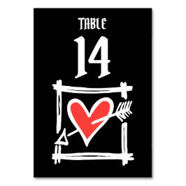 Custom Wedding Liebe Herz Schwarz & Rot Tischnumme Tischnummer