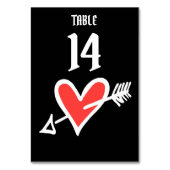 Custom Wedding Liebe Herz Schwarz & Rot Tischnumme Tischnummer (Rückseite)