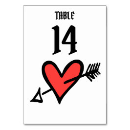 Custom Wedding Liebe Herz Schwarz & Rot Tischnumme Tischnummer