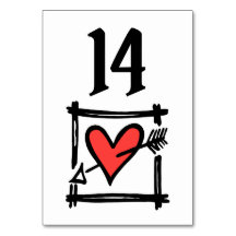 Custom Wedding Liebe Herz Schwarz & Rot Tischnumme