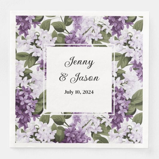 Custom Wedding Lilacs Paper Napkins Serviette (Vorderseite)