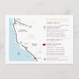 Custom Wedding Map: BIG SUR Kalifornien Begleitkarte