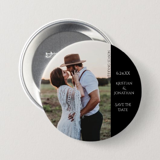 Custom Wedding Message 3" Foto Button (Vorne & Hinten)