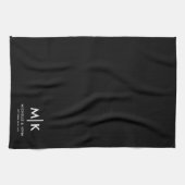 Custom Wedding Modern Monogram Initials Black Geschirrtuch (Horizontal)