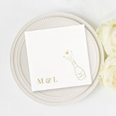 Custom Wedding Monogram Champagne Pop Gold Serviette