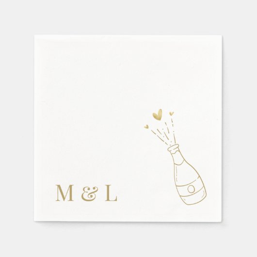 Custom Wedding Monogram Champagne Pop Gold Serviette (Vorderseite)