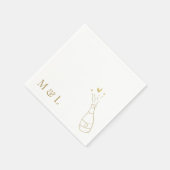 Custom Wedding Monogram Champagne Pop Gold Serviette (Ecke)