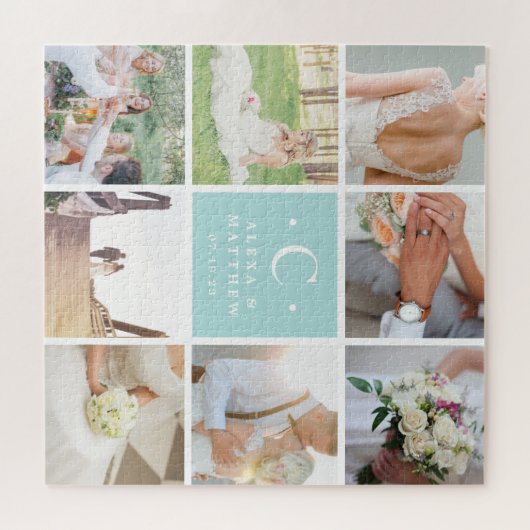 Custom Wedding Monogram Foto Collage Puzzle (Horizontal)