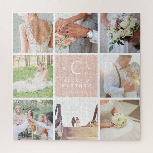 Custom Wedding Monogram Foto Collage Puzzle (Vertikal)