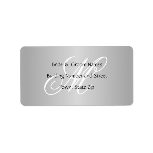 Custom Wedding Monogram Gray Black and White Adressaufkleber (Vorne)