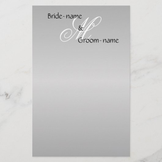 Custom Wedding Monogram Gray Black and White Briefpapier (Vorderseite)