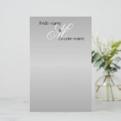 Custom Wedding Monogram Gray Black and White Briefpapier (Stehend Vorderseite)