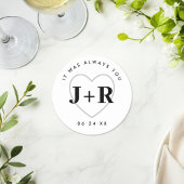 Custom Wedding Monogram Initials with Heart Runder Pappuntersetzer