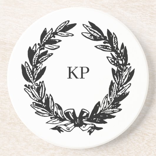 Custom Wedding Monogram Name Wreath Getränkeuntersetzer (Vorne)