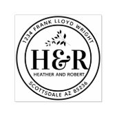 Custom Wedding Monogram Rücksendeadresse Round Permastempel (Design)