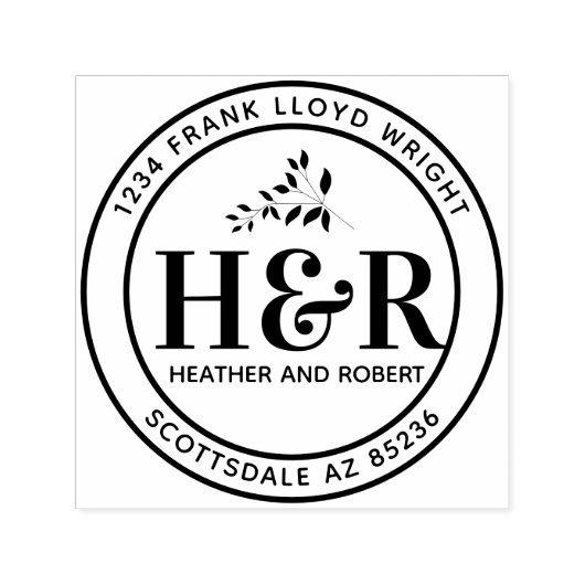 Custom Wedding Monogram Rücksendeadresse Round Permastempel (Design)