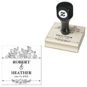 Custom Wedding Monogram Wood Save the Date Couple Gummistempel (Stempel)