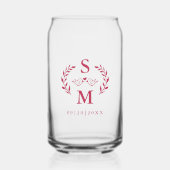 Custom Wedding Monogram Wreath Wappen Magenta Red Dosenglas (Vorderseite)