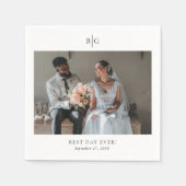 Custom Wedding Monogrammed Photo Best Day Ever Serviette (Vorderseite)