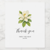 Custom Wedding Name Magnolia Vielen Dank Weinetikett (Einzelnes Label)