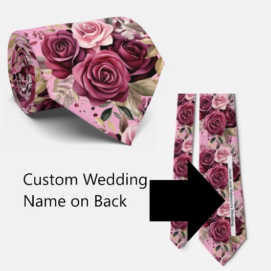 Custom Wedding Name on Back of Neck Tie Krawatte